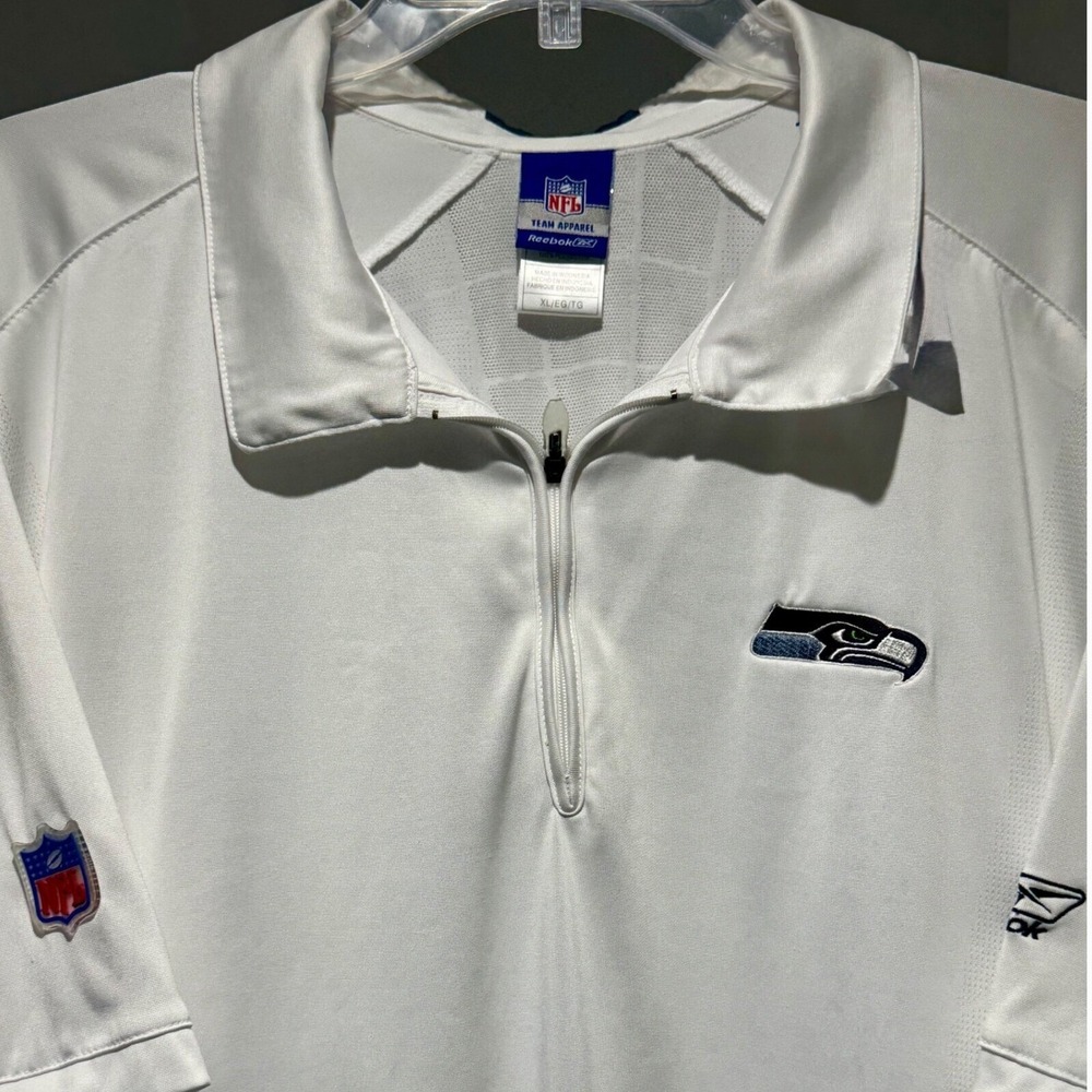 Reebok NFL Seattle‎ Seahawks Polo Shirt 1/4 Zip Pullover Play Dry XL
